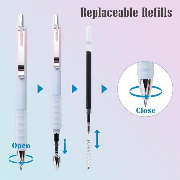 Gel Pens Medium Point 0.7mm Black Ink Gel Pen Retractable Cute Pens for Smooth W - Picture 7 of 7